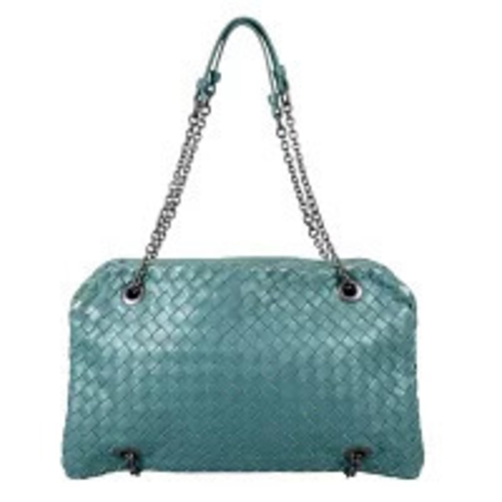 Bottega Veneta Shoulder Bag Tote Intrecciato Chain Strap Lambskin Metal Black